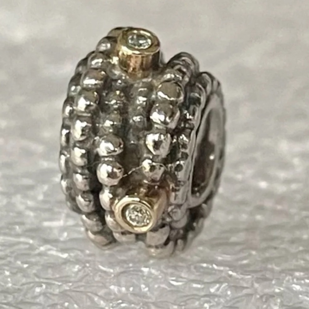 Authentic Pandora Sterling Silver 14kt Gold Diamond Entangled Beauty Charm